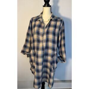 CP Shades Teton Tunic Top Plaid Flannel Check Oversize Blouse Lagen Look Size M